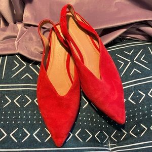 Lipstick Red Suede Halogen Flats